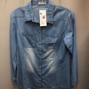 Denim look Snap button top